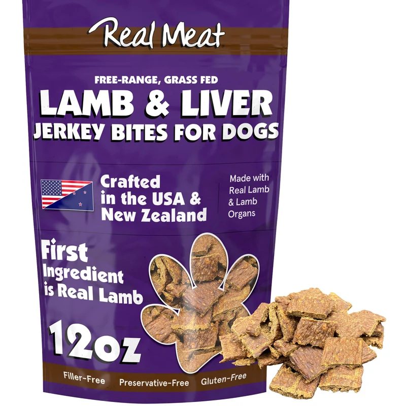 TRMC Friandises pour Chiens – Morceaux d’agneau et foie séchés à l’air, 95% viande, sans céréales, sachet 340 g