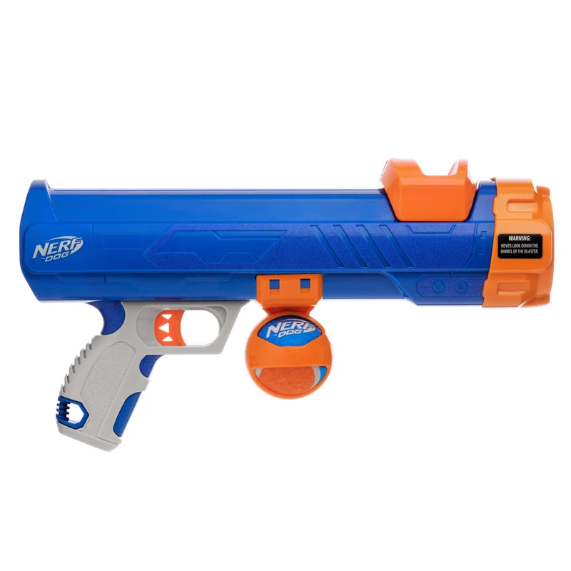 Nerf Dog Lanceur de balle de tennis – compact 16 pouces bleu/orange avec 1 balle