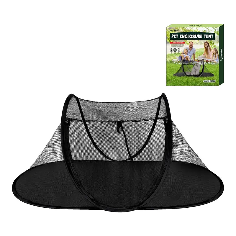 Rest-Eazzzy Cat Tent Outdoor – Enceinte d'extérieur pour chats et petits animaux, tente de jeu portable avec sac (Noir)