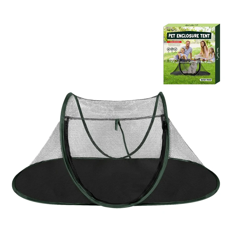 Rest-Eazzzy Tente Extérieure pour Chat – Enclos Portable pour Chats et Petits Animaux (Vert Foncé)