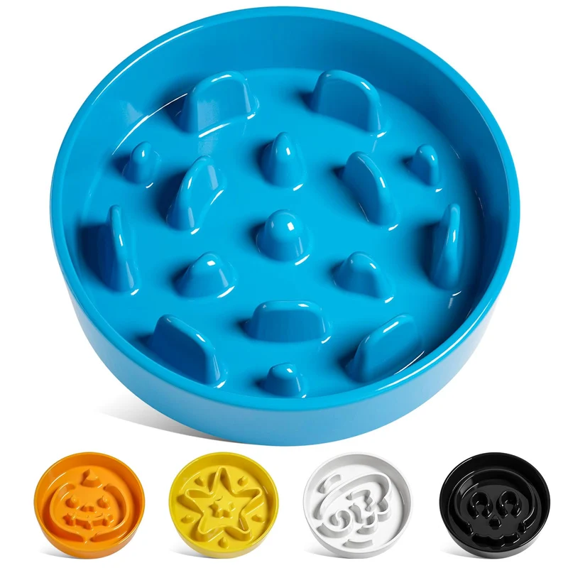 LE TAUCI Bol céramique alimentation lente 1,5 tasse – Bleu Vortex pour chiens petits et moyens
