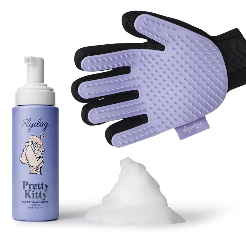 Flydog Pretty Kitty: Shampooing Sec pour Chat et Gant Grooming Sans Rinçage