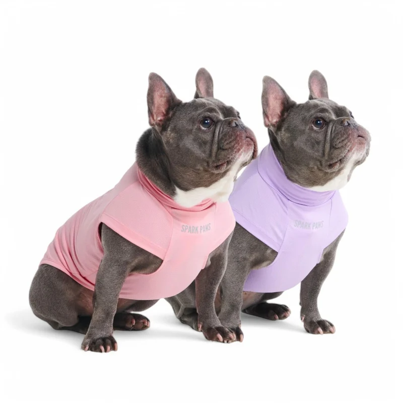 Spark Paws T-shirt Chien Sunblock SPF30 – Léger et Respirant – Ensemble de 2 (Pourpre et Rose) – Taille L