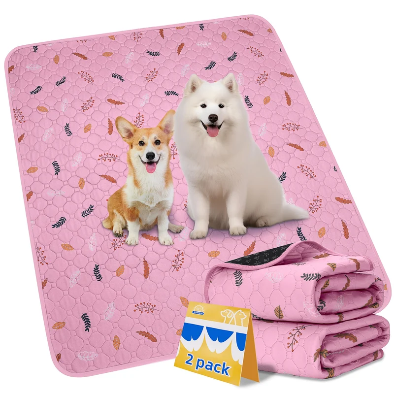 Sunheir Tapis Pipi Lavables pour Chiens – Lot de 2, Antidérapants, 24x36 cm, Rose