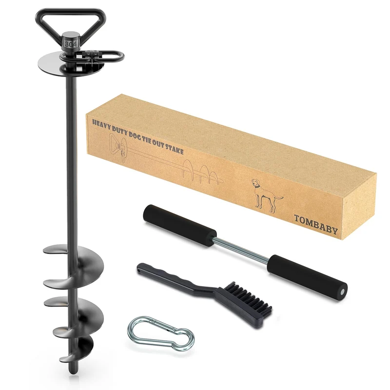 TOMBABY piquet d’ancrage lourd en acier inox 304 – rotation 360°, chien jusqu’à 95 kg