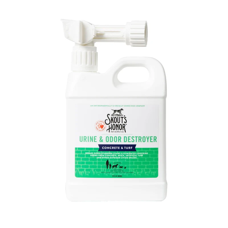 SKOUT'S HONOR Destructeur d’Urine et d’Odeurs – Extérieur Béton & Gazon (32 oz) – Puissance Pro, Végétal, Sans Cruauté