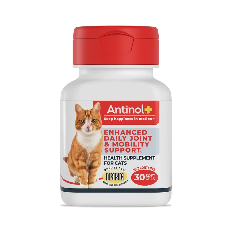 Antinol Plus – Soutien des articulations et mobilité pour chats | Huile de moule verte et krill, 30 gels mous