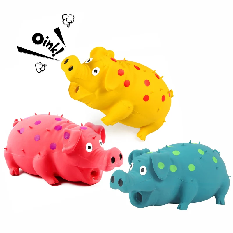 ChubbyPiggies Ensemble de 3 Jouets Cochon en Latex – Sifflement et Grognement pour Chiens