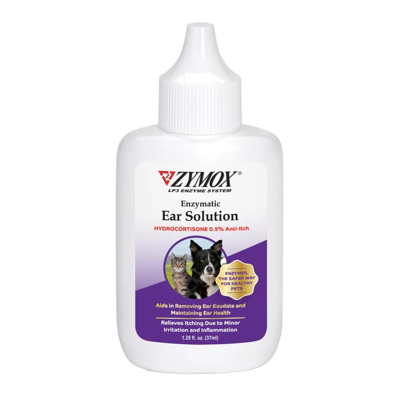 ZYMOX solution enzymatique pour oreilles – 0,5 % hydrocortisone – chiens et chats – 37 ml