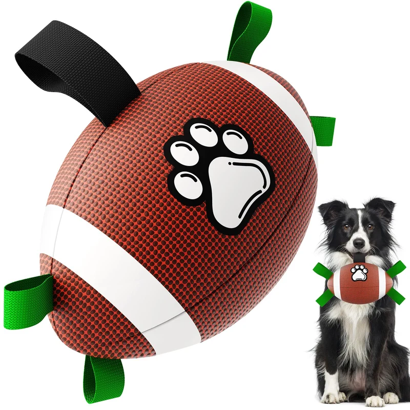 QDAN Ballon Football pour Chien – Jouet Interactif 8 Pouces, Flottant et Durable