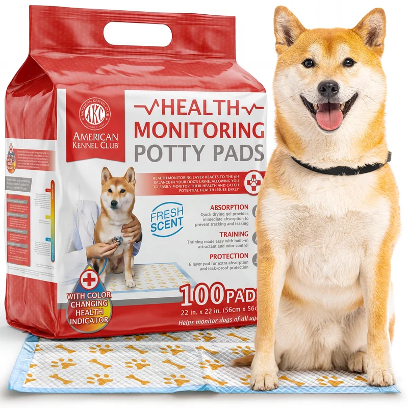 American Kennel Club Tapis d’entraînement pour chiots Advanced – Indicateur Santé Plus et Gel Ultra-absorbant, 22''x22'', 100 tapis, Parfum Frais