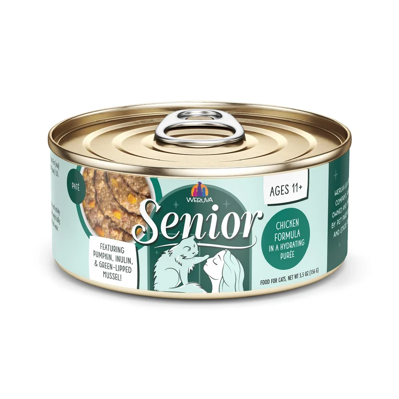 Weruva Senior Chat – Purée Hydratante au Poulet, Boîtes 5,5 oz (Paquet de 8)