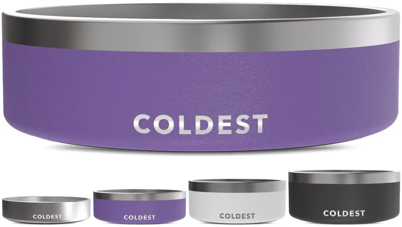 Bol Coldest Water pour chien – acier inoxydable isolé 3 couches, anti-glisse, 42 oz, violet galaxie