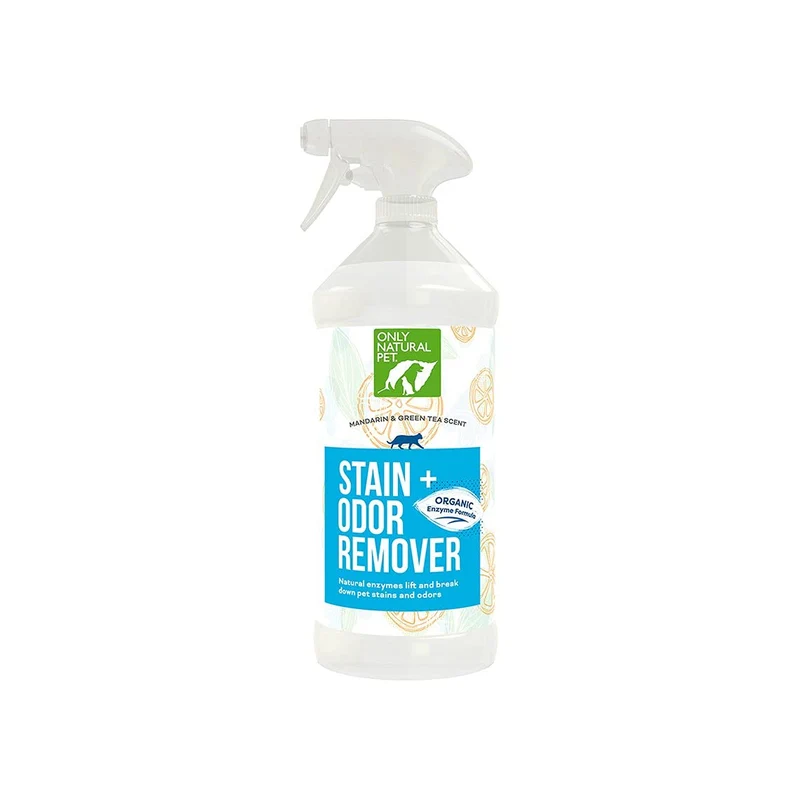Only Natural Pet – Éliminateur d’odeurs et taches à enzymes – Sols, tapis et meubles (Mandarine & Thé Vert) 32 oz