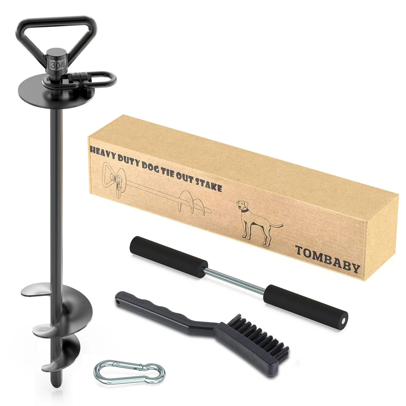 TOMBABY Piquet d’ancrage lourd en acier inox 304 – rotation 360° pour chiens jusqu’à 68 kg