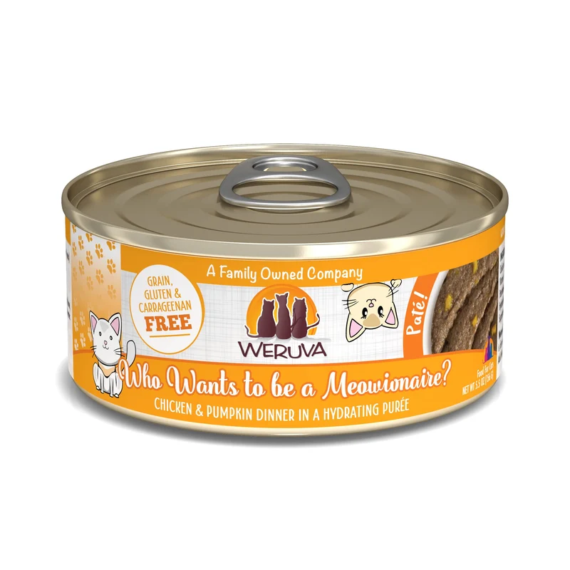 Weruva Classic Cat Paté – Who Wants to be a Meowionaire ? Poulet et Citrouille, 5,5 oz (Pack de 8)