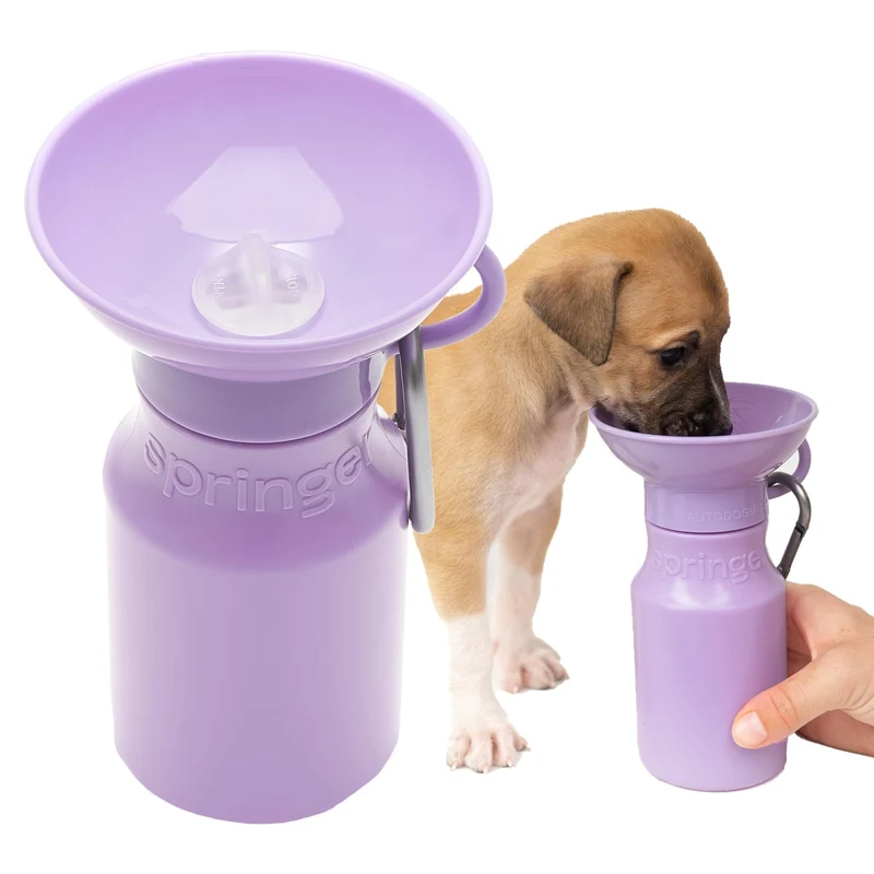 Springer Bouteille d'Eau pour Chien Portable | Anti-fuite et Sans BPA – Design Lilas