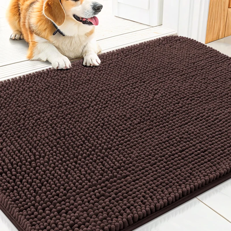 Smiry Tapis Porte-Chien 30x20 cm — Absorbant, Antidérapant, Lavable, Chenille