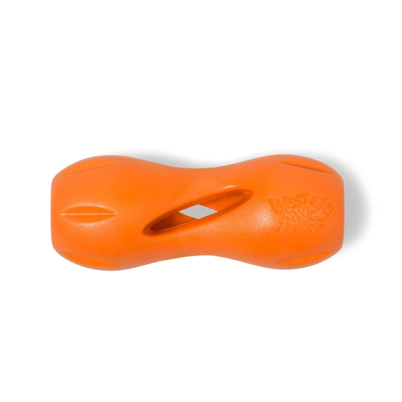 West Paw Qwizl — Jouet puzzle durable Zogoflex pour chien (petite taille) – orange mandarine | Stimulation mentale et friandises, lavable au lave-vaisselle, fabriqué aux États‑Unis