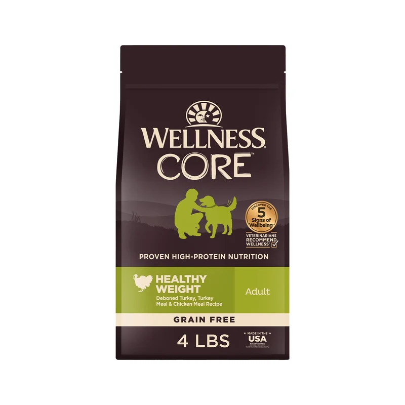 Wellness CORE Nourriture sèche chien adulte — Poids sain, grain-free, dinde et poulet, 4 lb