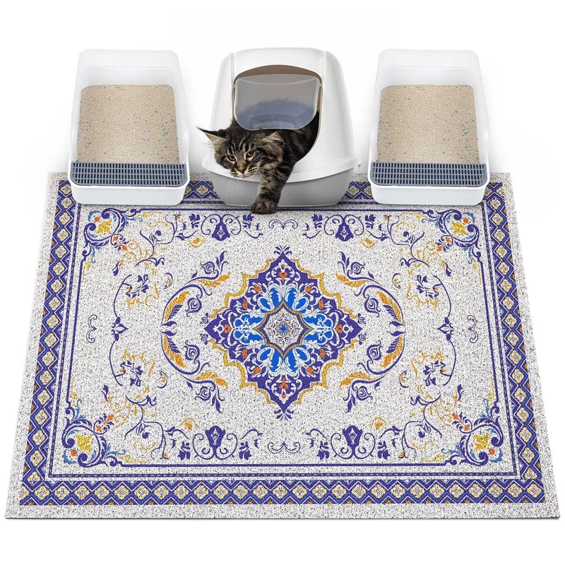 Glittme Tapis de Litière pour Chat XL – 40x30 pouces, Anti-Dérapant et Facile à Nettoyer