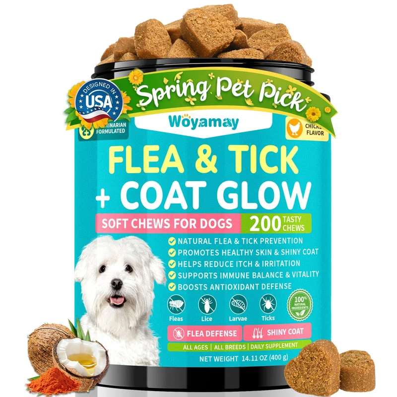 Woyamay Friables anti-puces et brillance du pelage – Prévention puces et tiques chiens