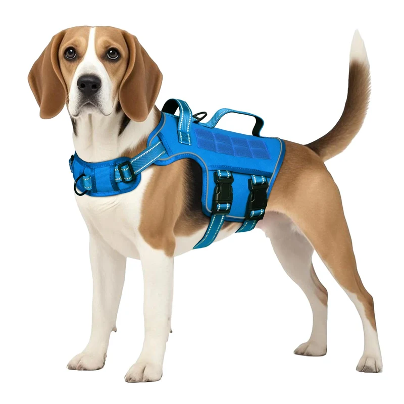 RunFido Harnais Tactique pour Chien Moyen – Anti-Tirage, Poignée, Molle et Réfléchissant