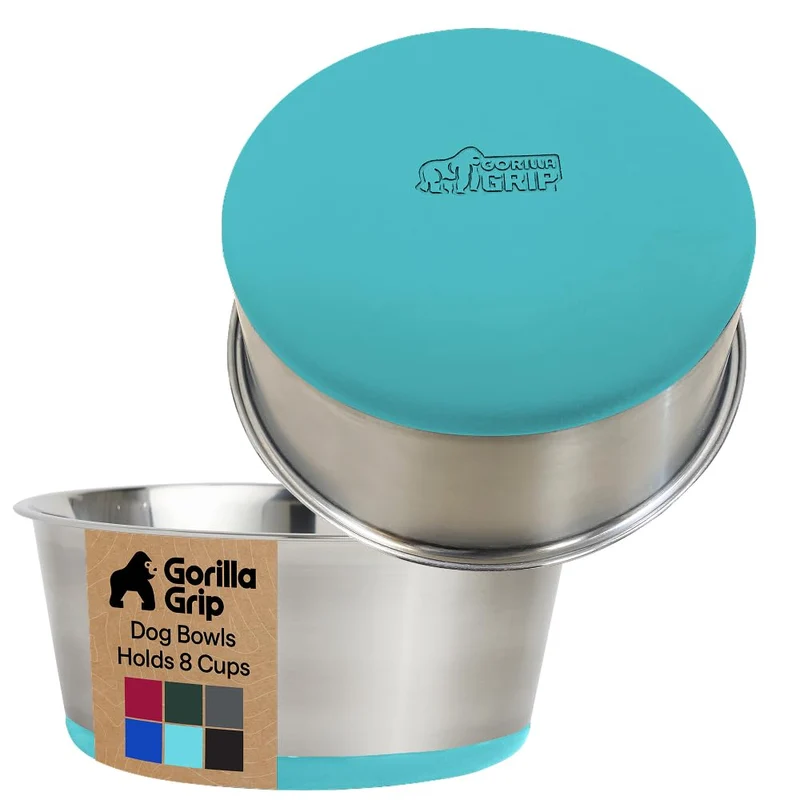 GORILLA GRIP Gamelles en Acier 304 – 8 Tasses (64 oz) Turquoise, Sans BPA, Lave-Vaisselle – Lot de 2
