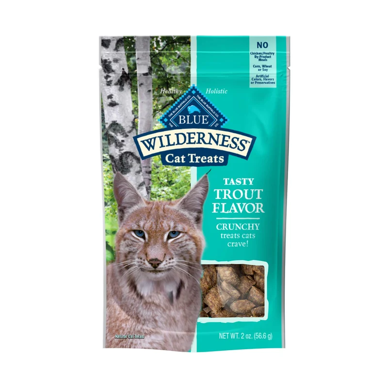 Blue Buffalo Wilderness Friandises Croquantes pour Chat — Truite, Haute Protéine, Sachets de 56 g (Pack de 12)