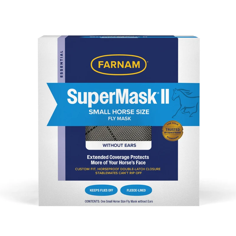 Farnam SuperMask II – Masque anti-mouches pour cheval sans oreilles, couverture étendue