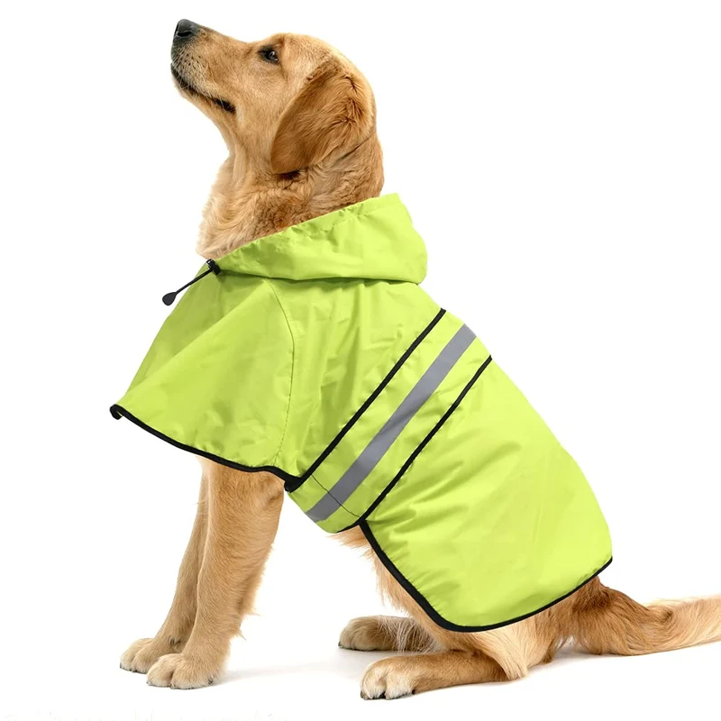 Manteau imperméable pour chien Ezierfy – capuche ajustable, léger, néon vert, taille