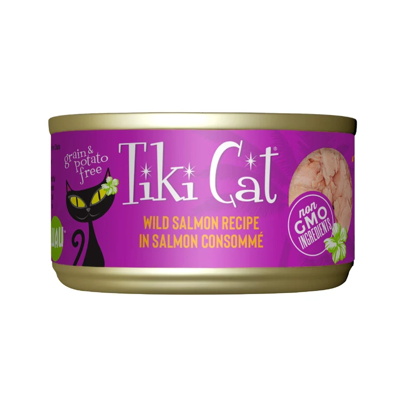 Tiki Cat Luau – Saumon en Consommé Sans Cereales, Aliment Humide pour Chats, Toutes Phases, Lot de 12 boîtes de 80 g
