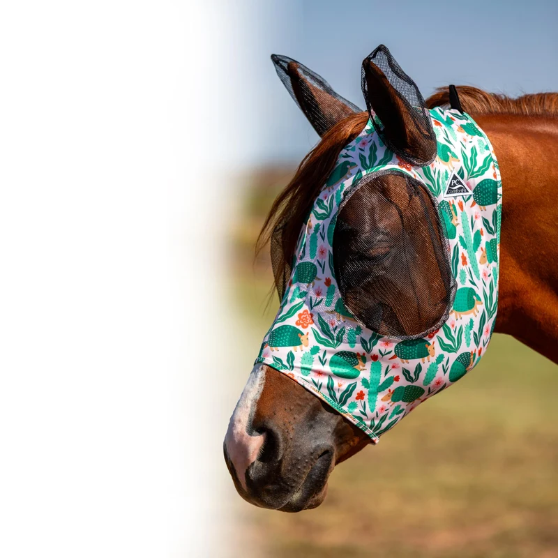 Professional's Choice Masque Anti-Mouches Confort Ajusté | Matière Lisse et Extensible | Maille autour des Yeux et des Oreilles | Taille Cheval | Armadillos
