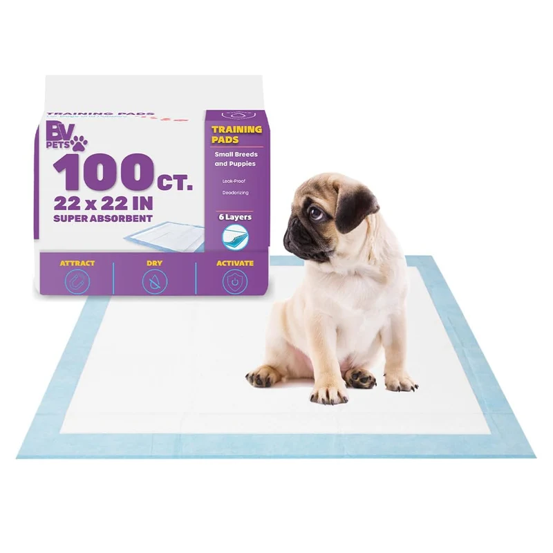 BV Serviettes d'entraînement pour chiens 22x22 po – Lot de 100, 6 couches, anti-fuite