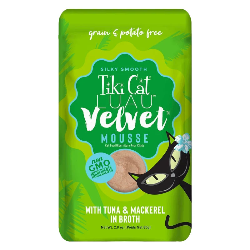 Tiki Cat Luau Velvet Mousse – Thon et Maquereau en Bouillon, Nutrition Complète pour Chats de Tous Âges | TIKI PETS