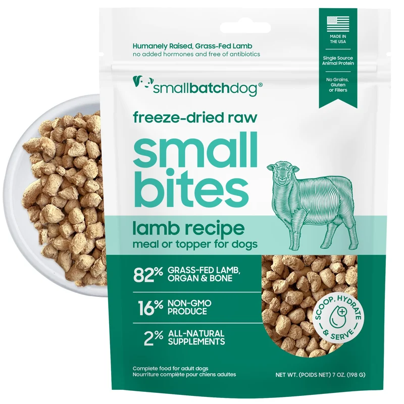 smallbatch Pets – Nourriture crue lyophilisée d'agneau pour chiens, 7 oz, sans céréales, fabriquée aux États‑Unis