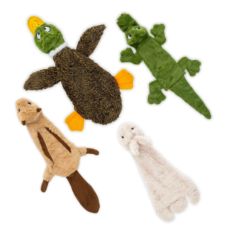 Best Pet Supplies - Jouets Siffleurs pour Chiens en Tissu Doux | 4 Figures, Grand Modèle