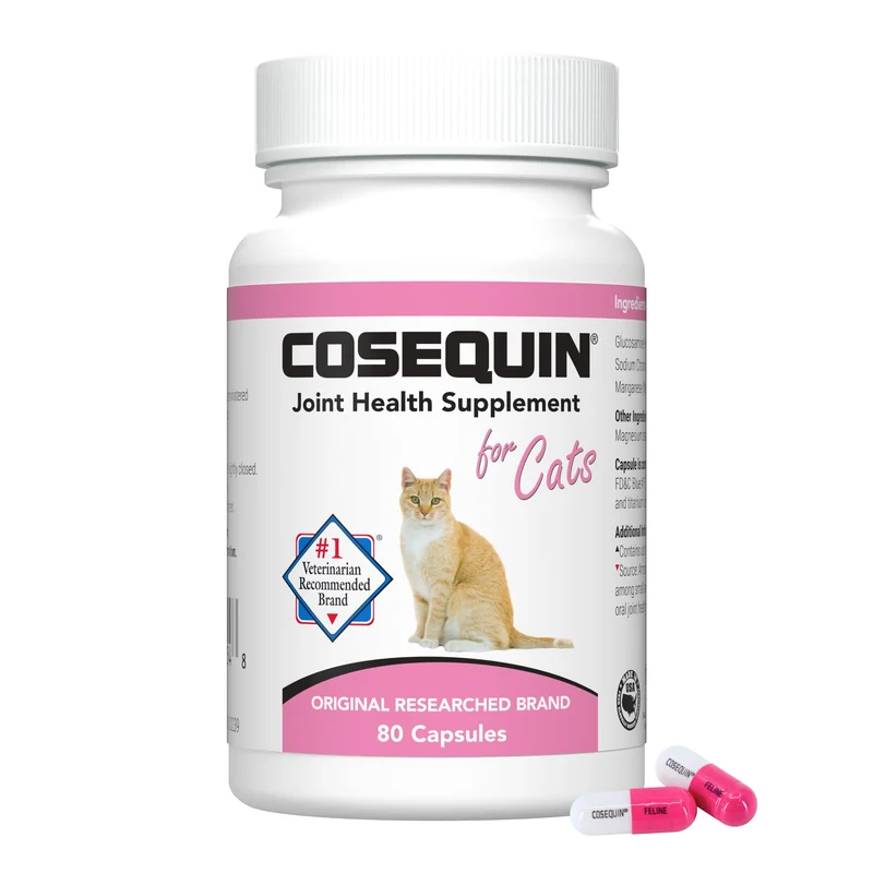 Nutramax Cosequin pour Chats – Soutien articulations, peau et pelage | capsules à saupoudrer, 80 gélules