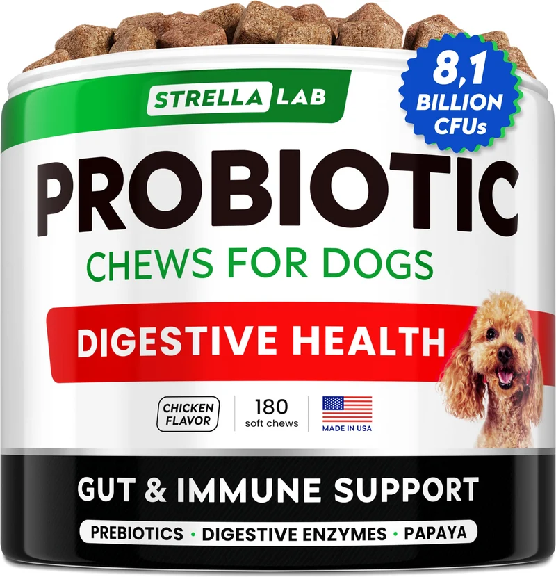STRELLALAB Friandises Probiotiques pour Chien – Digestion et Immunité – 180 Friandises Saveur Poulet