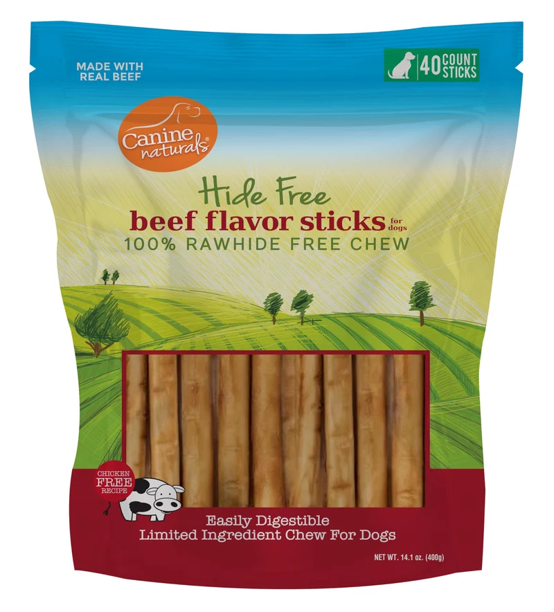 Canine Naturals Beef Chew – Friandises pour Chiens sans Rawhide, Boeuf Réel, Sans Volaille – Lot de 40 Bâtonnets de 5 Pouces