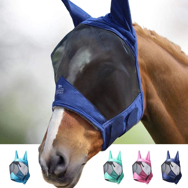CareMaster Pro Masque Anti-Mouches Lumineux pour Cheval — Harrison Howard, Navy, Taille Large