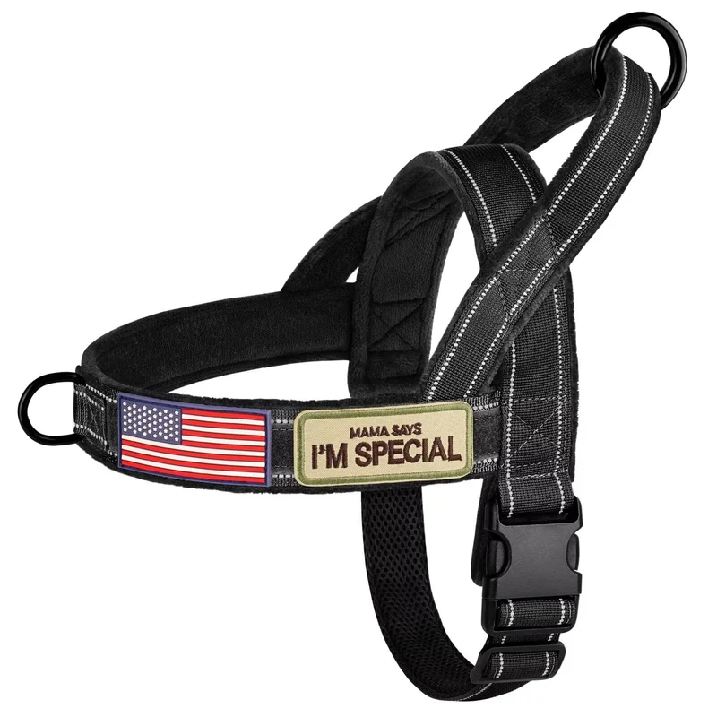 Forestpaw Harnais Anti-Tirage pour Chien avec Poignée Large – Boucle Libération Rapide, Doux Revêtement Flanelle, Noir (Taille M)