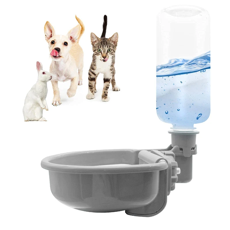 VANNON Bouteille d'eau 16oz pour animaux — Distributeur gravité anti-débordement, sans BPA, gris