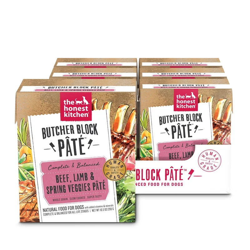 The Honest Kitchen – Pâté Bloc Boucher pour Chien – Bœuf, Agneau et Légumes Printemps, Boîte de 298 g (Lot de 6)