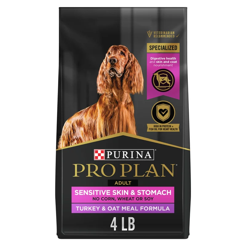 Purina Pro Plan Peau et Estomac Sensibles — Dinde et Avoine, Croquettes pour Chien Adulte, Sac de 4 lb