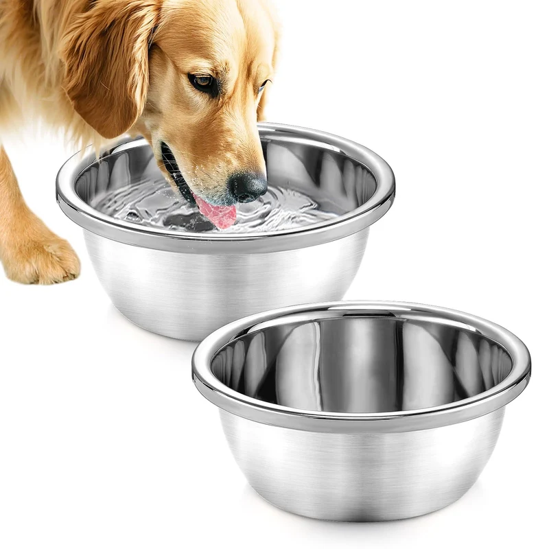 MEWTOGO - 2 Bols Chien Grand Format 1 Gallon Américain en Acier Inoxydable, Facile à Nettoyer