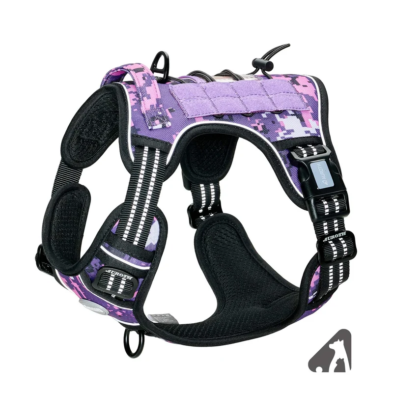 AUROTH Harnais Canin Tactique Sans Tirage Ajustable (M) Violet Camouflage – Contrôle et Confort