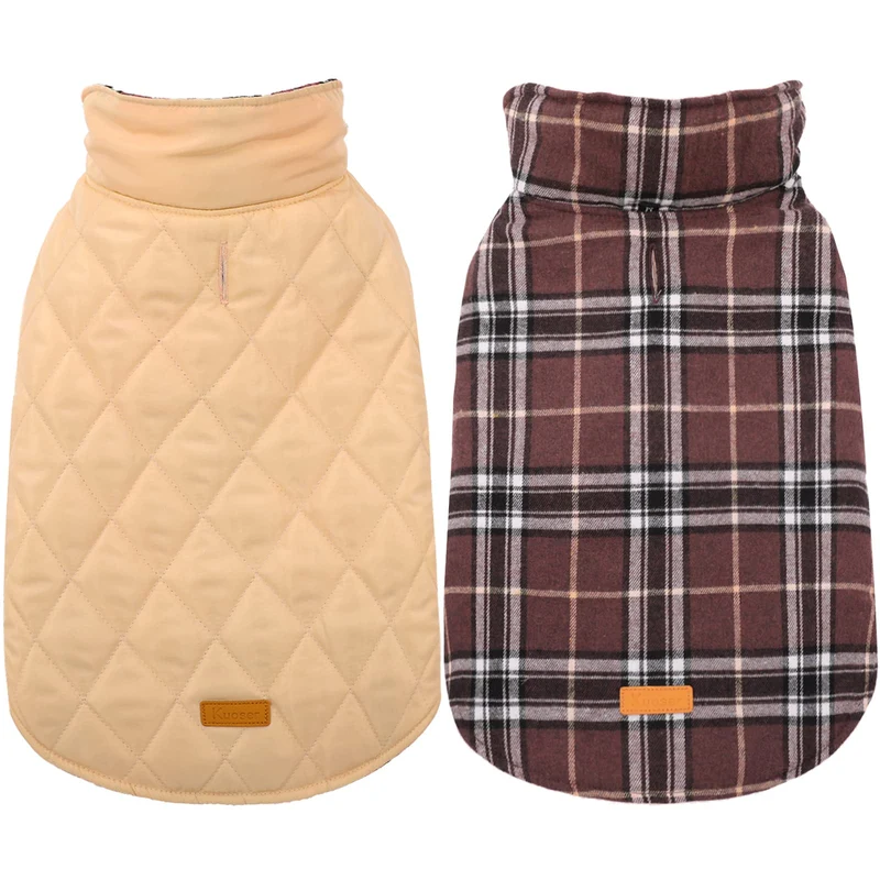 Kuoser Manteau Chien Imperméable et Réversible — Tailles Moyennes à Grandes, Marron
