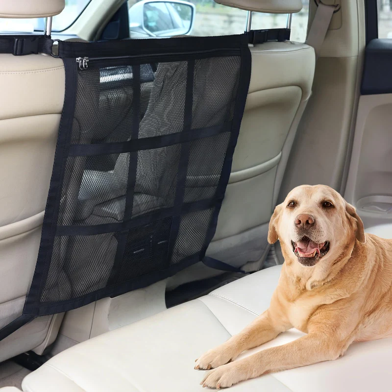 KINETOVOLTA Barrière Chien Voiture 2026 — Double Maille, Fermeture Éclair et Installation Universelle 23x23