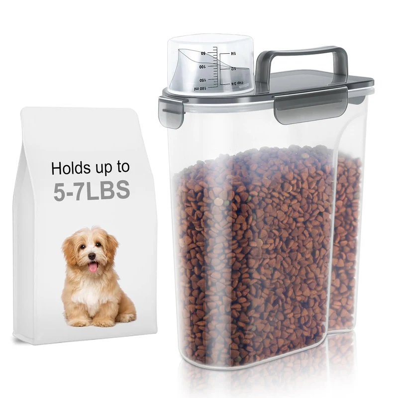 LEAWALK Conteneur Nourriture Chiens et Chats 5L – Sans BPA, Grand Bec, 4 Clips, Poignée